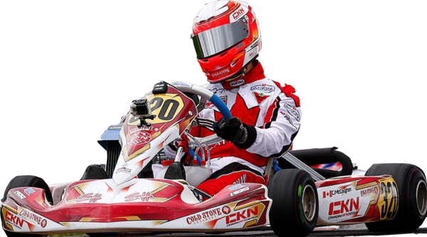 Картинг гонщик на белом фоне