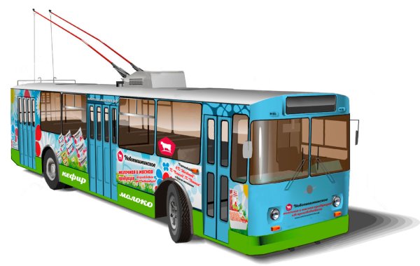 Троллейбус на белом фоне