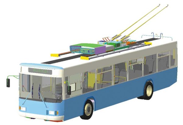 Троллейбус на белом фоне