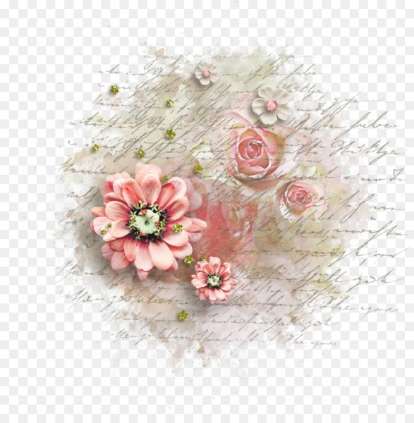Винтажные цветы на прозрачном фоне