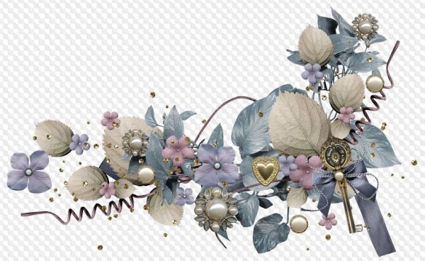 Цветочные элементы на прозрачном фоне