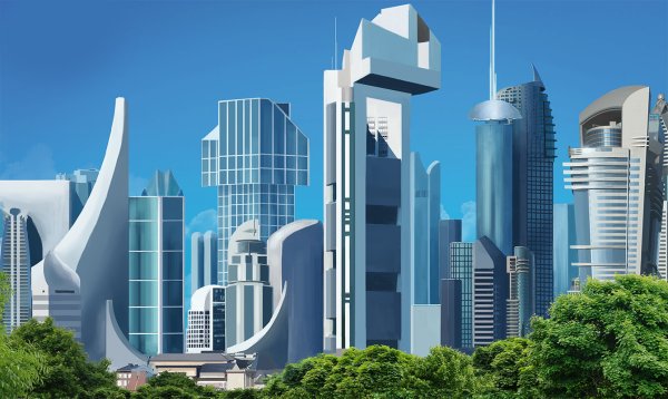 Город будущего небоскребы