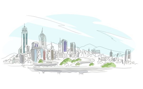 Векторная панорама города