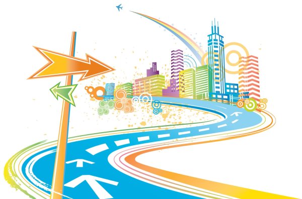 Город с дорогой вектор