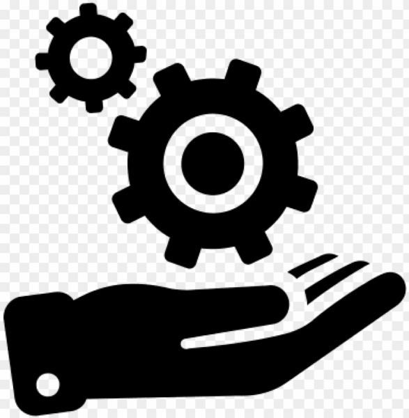 Руки с шестеренками значок