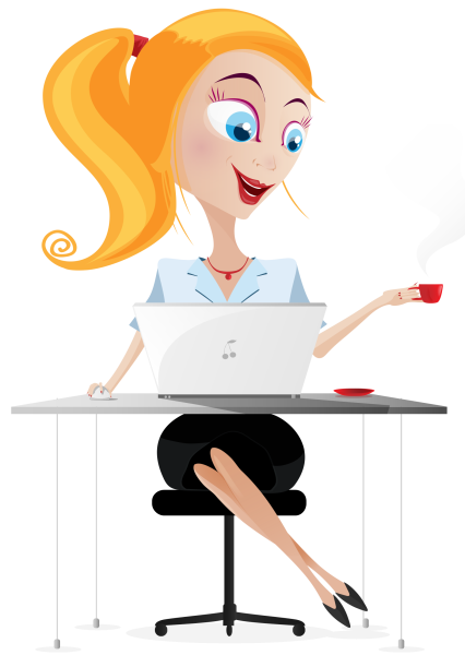 Мультяшная девочка в офисе