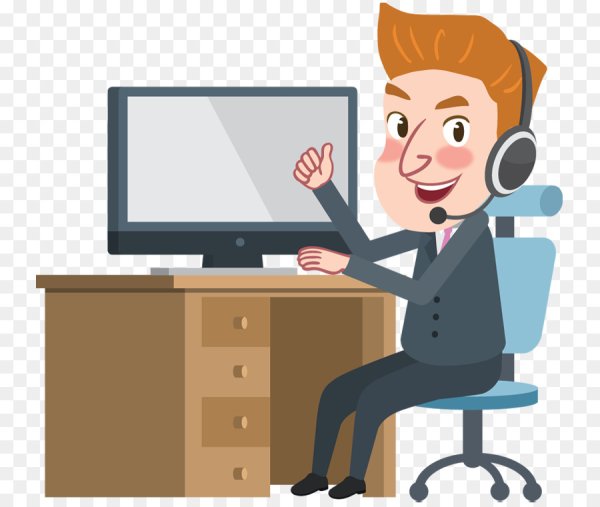 Человек за компьютером мультяшный