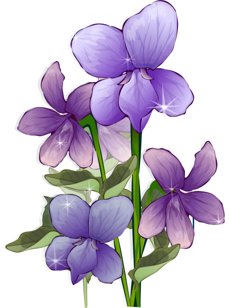 Фиолетовые цветы мультяшные