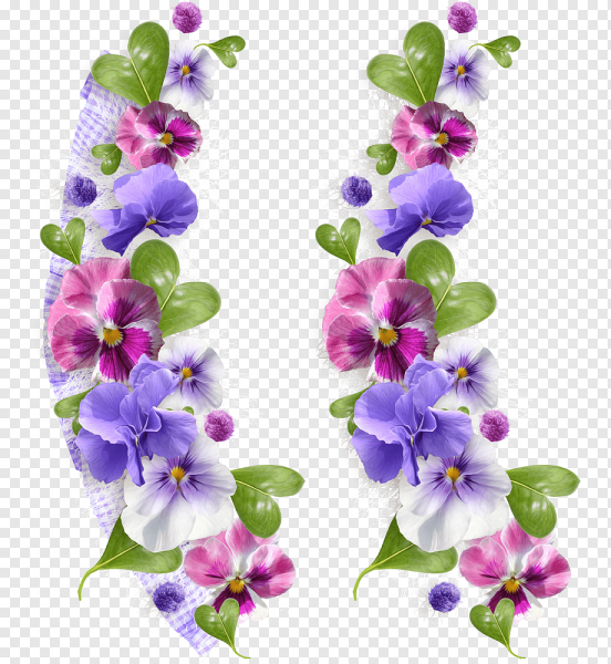 Цветочные бордюры на прозрачном фоне