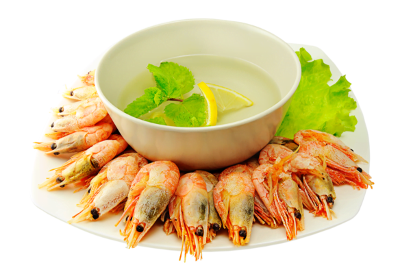 Креветки на тарелке