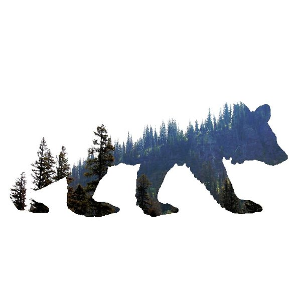 Силуэты гор и лесов