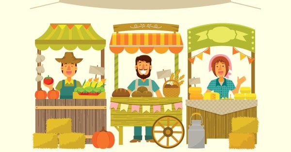 Продуктовый рынок Векторная иллюстрация