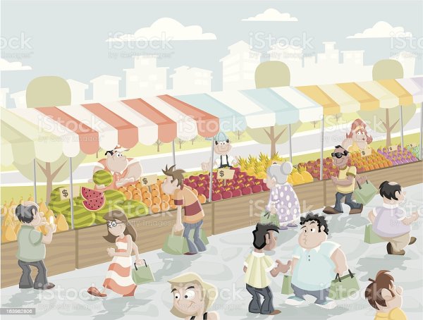 Иллюстрация рынок для детей