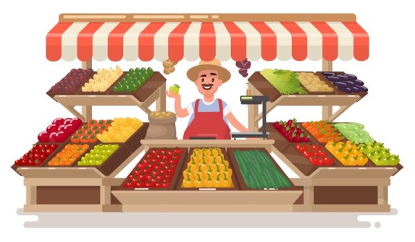 Прилавок с фруктами для детей