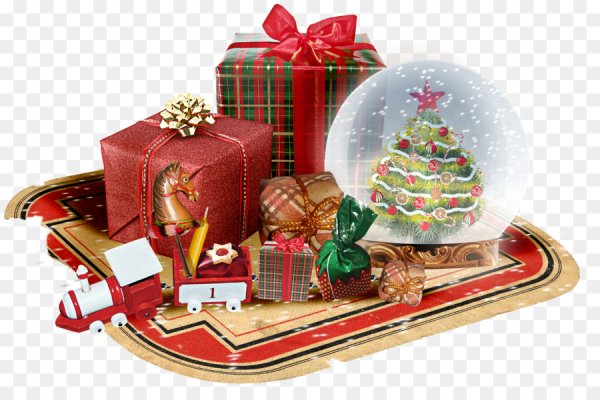 Новогодние подарки на прозрачном фоне