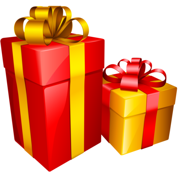 Коробки с подарками на прозрачном фоне