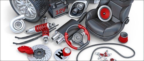 Запчасти для автомобиля на Красном фоне