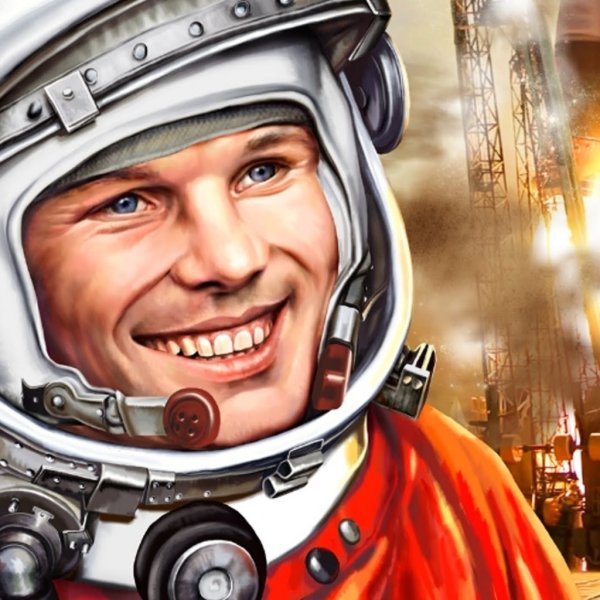 Портрет Гагарина в скафандре