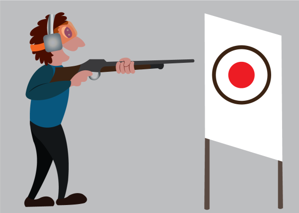 Стреляет в мишень