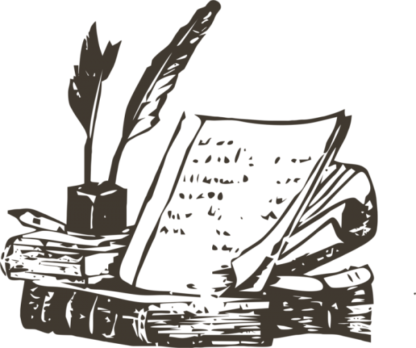 Перо чернильница бумага