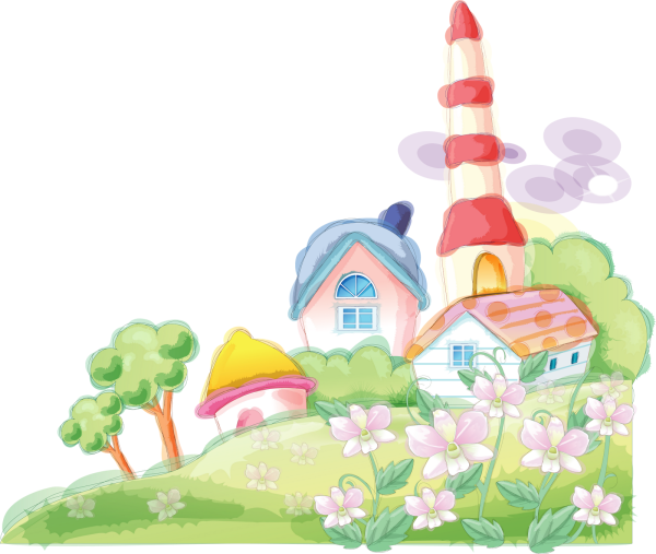 Сказочные домики клипарт на прозрачном фоне