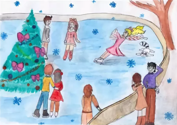 Детские рисунки тема на катке