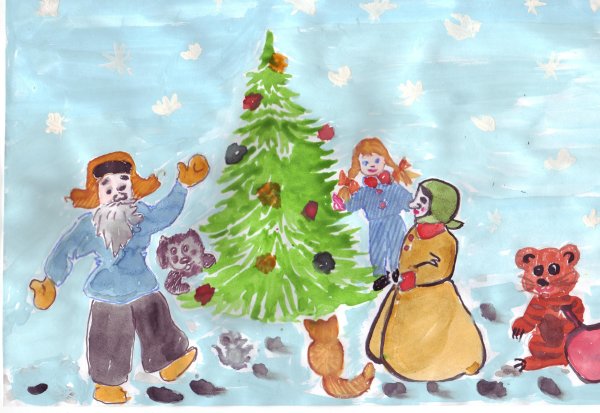 Детские рисунки на новый год