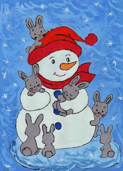 Детские новогодние рисунки