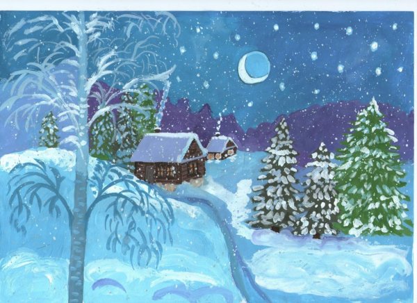 Рисование зимняя сказка