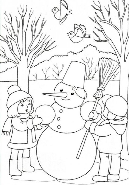 Раскраска зима