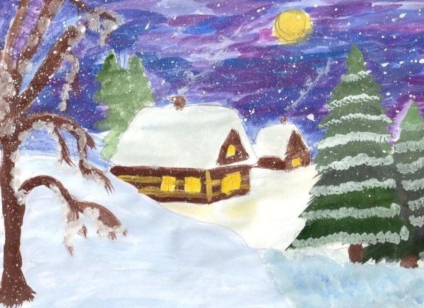 Зимний пейзаж в детский сад