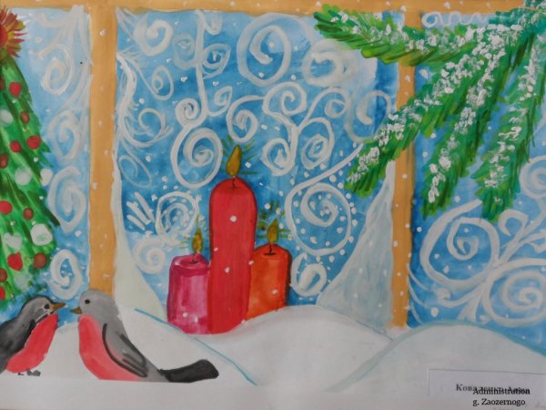 Зимнее окошко рисование