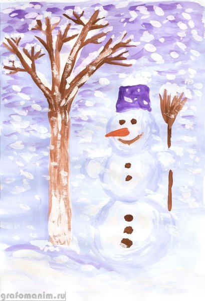 Рисование первый снег