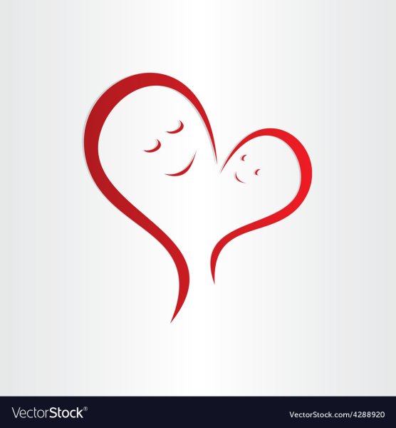 Силуэт мамы с ребенком в сердце