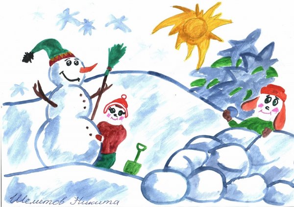 Зимние рисунки для детей 5 лет