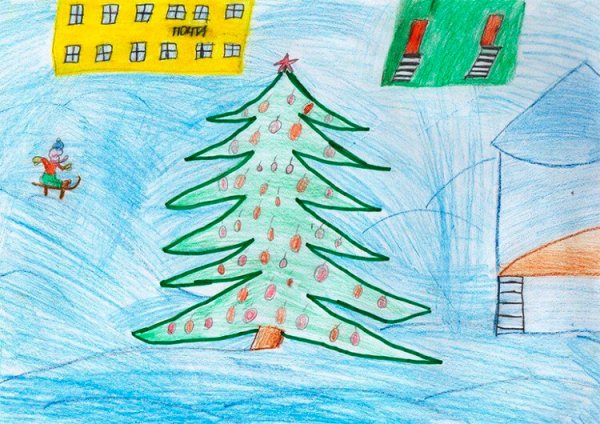 Зимний пейзаж раскраска для детей