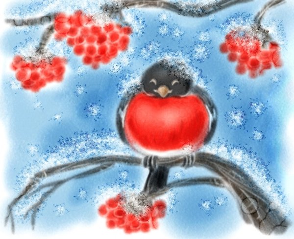 Рисунок на тему зимний лес