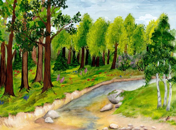 Нарисованный лес