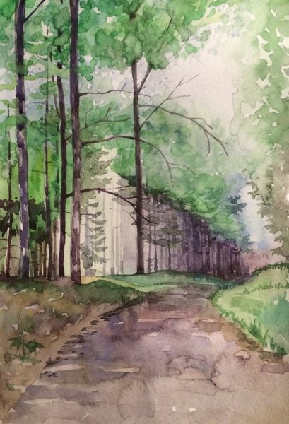 Этюды пленэр акварель лес