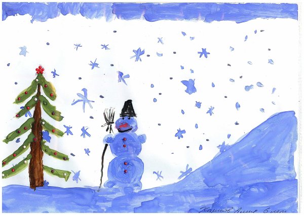 Детский рисунок зима