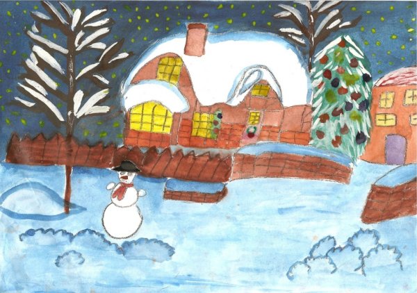 Зимушка зима детские рисунки