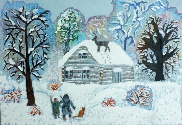 Иллюстрации зимний пейзаж для детского сада