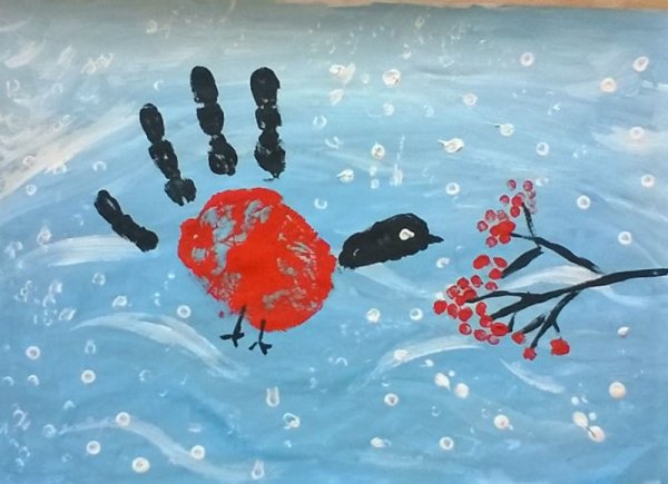 Рисование ладошками зима