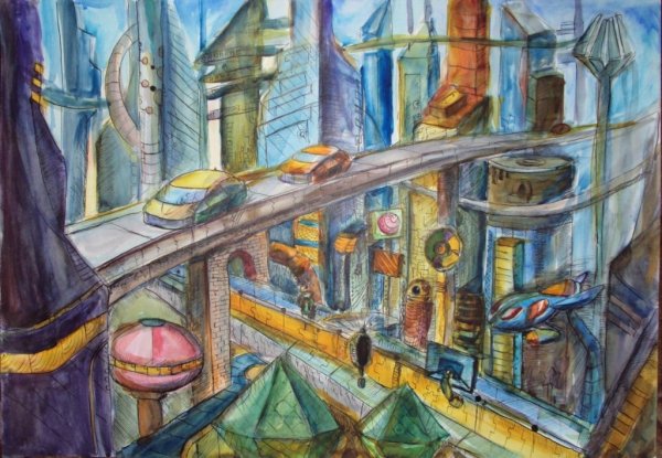 Город будущего рисунок