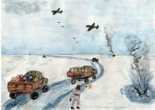 Дорога жизни блокадного Ленинграда рисунки