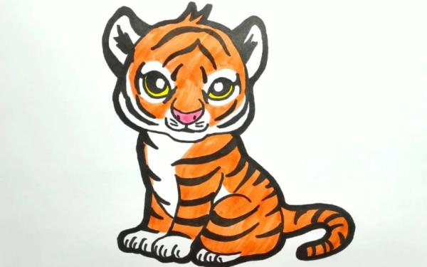 Рисование с детьми тигра