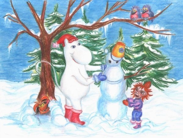 Рисунки зима для детей в детском саду
