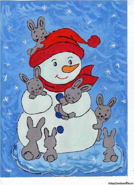 Детские новогодние рисунки
