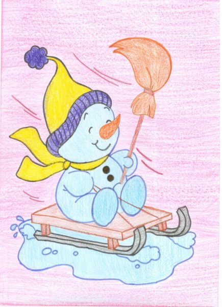 Детский рисунок на тему зима