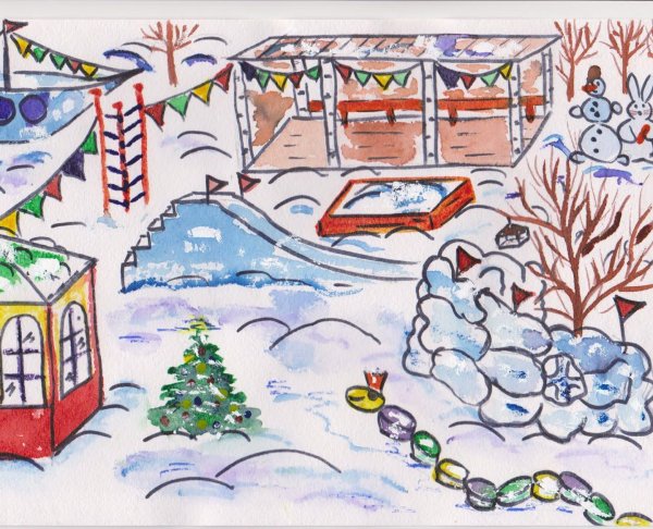 Снежный город рисунок